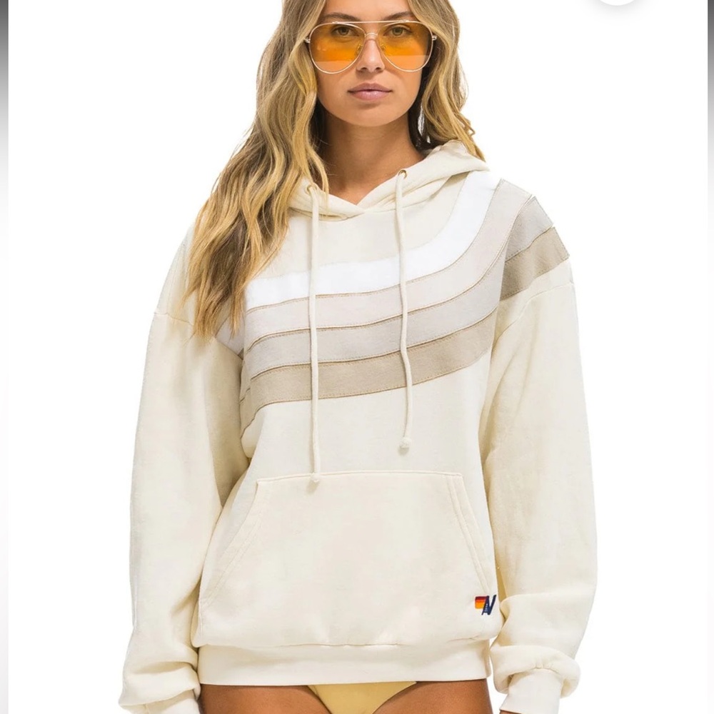 Aviator Nation Wave Strip Pullover Hoodie Unisex